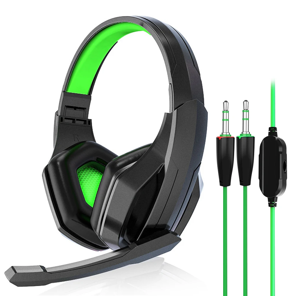 Dual 3.5mm Wired Gaming Headphones Foldable Game Headset With Mic Noise Cancelling Earphone Volume Control For PS4 PS5 PC Laptop