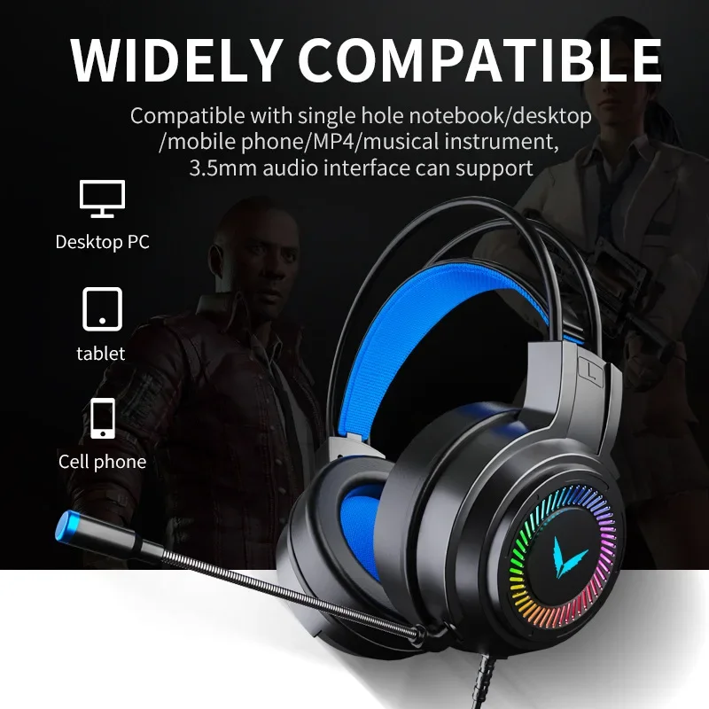 G58 G60 Gaming Headset 7.1 Stereo SVirtual Surround Bass Earphone Headphone with Mic LED Light for Computer PC Gamer Foldable - Image 3
