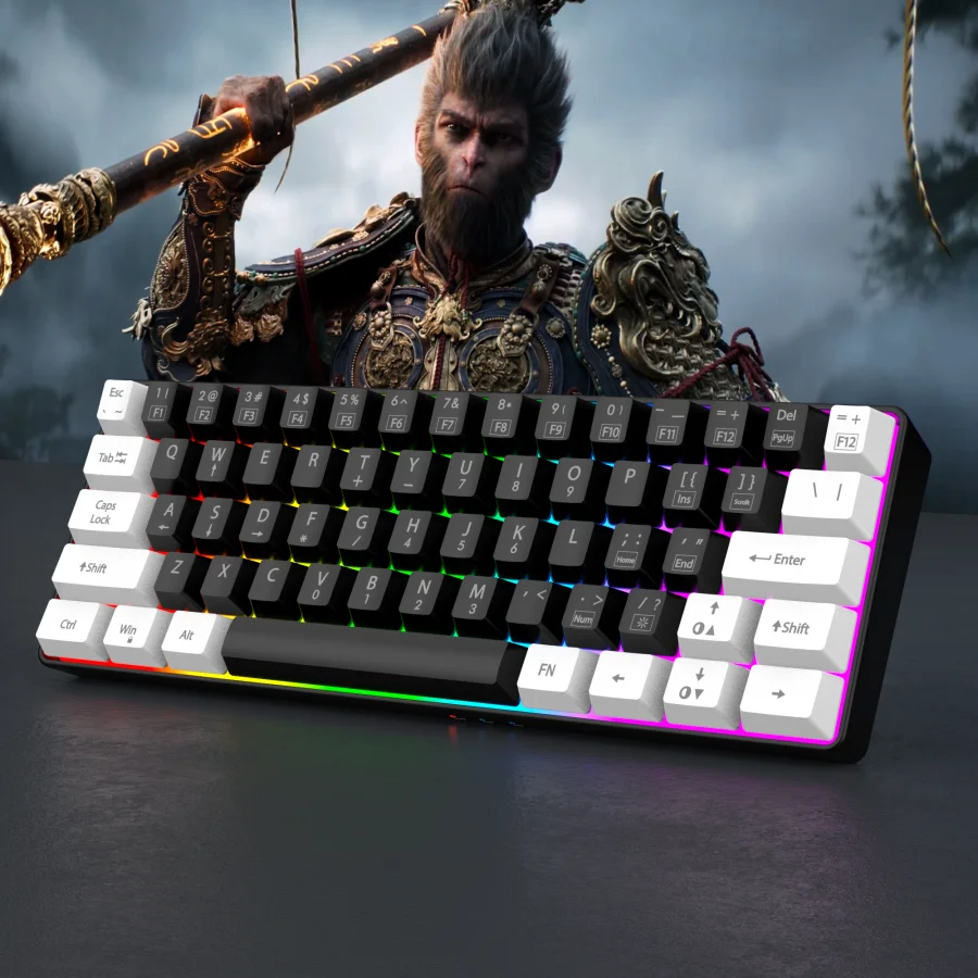 60% wired gaming keyboard, RGB backlight ultra compact mini keyboard, waterproof small compact 61 key keyboard for pc/Mac gamers - Image 4