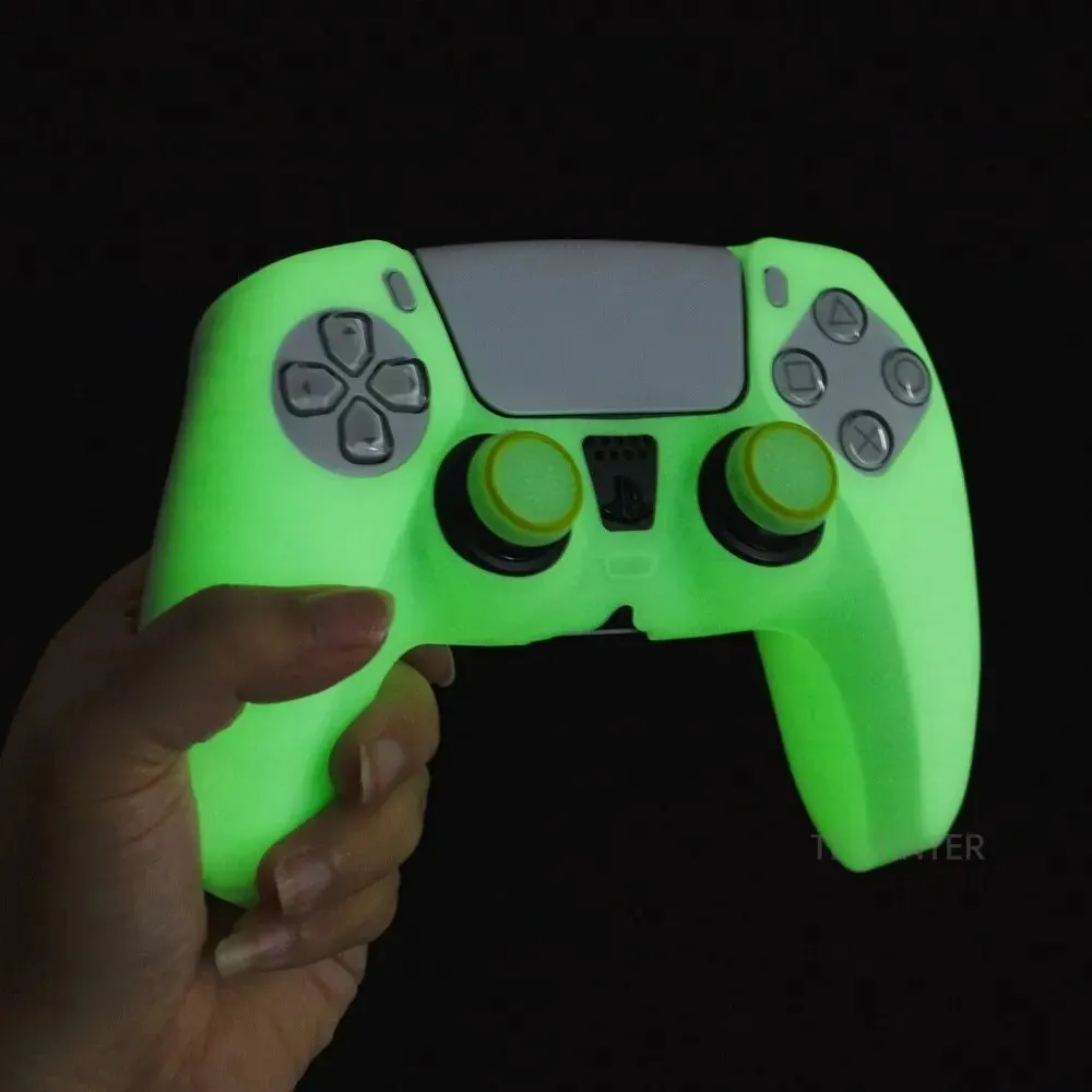 Glowing Silicone Case For PS5 Controller Rubber Cover Shell For PS5 Gamepad Joystick For PS5 Accessories Thumbstick Grip Caps - Image 6