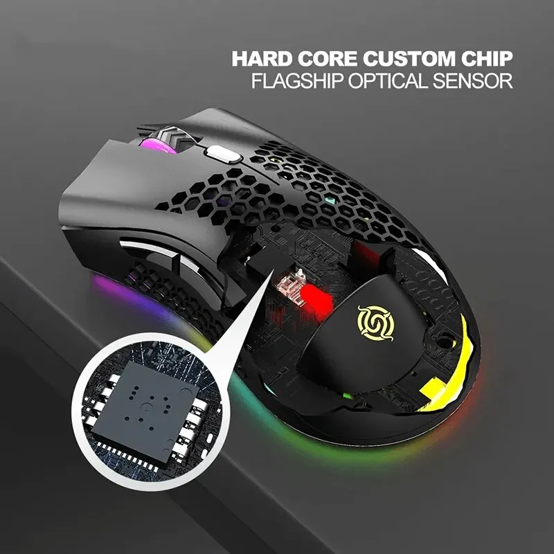 BM600 Rechargeable Gaming Mouse USB 2.4G Wireless RGB Light Honeycomb Gaming Mouse Desktop PC Computers Notebook Laptop Mice - Image 4