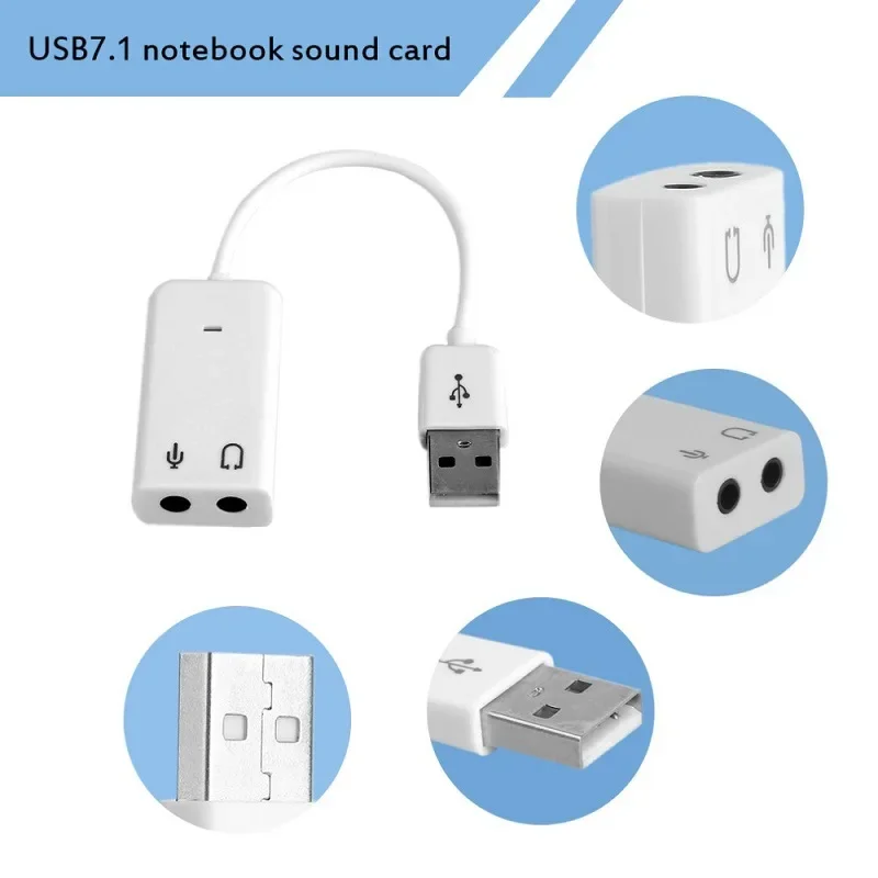 USB Sound Card Virtual 7.1 3D External USB Audio Adapter USB to Jack 3.5mm Earphone Micphone Sound Card for Laptop Notebook PC - Image 6